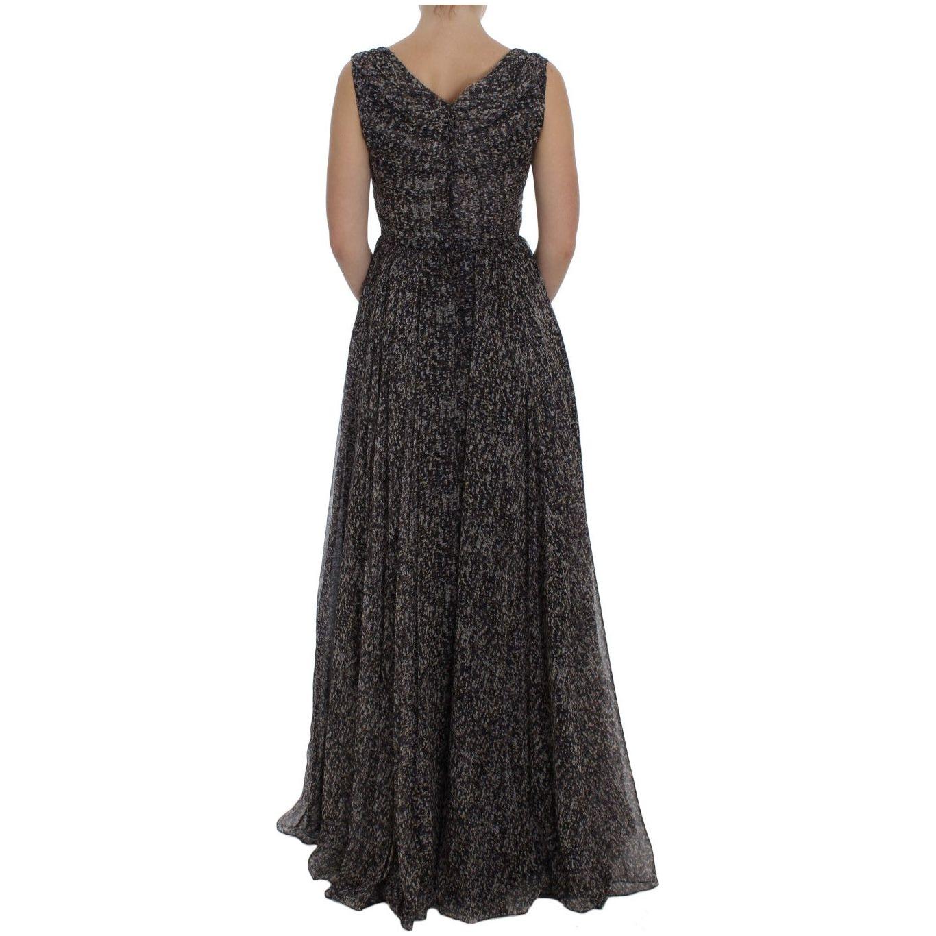 Dolce & Gabbana Glamorous Sequined Silk Full-Length Dress Dolce & Gabbana Dark Slate Gray