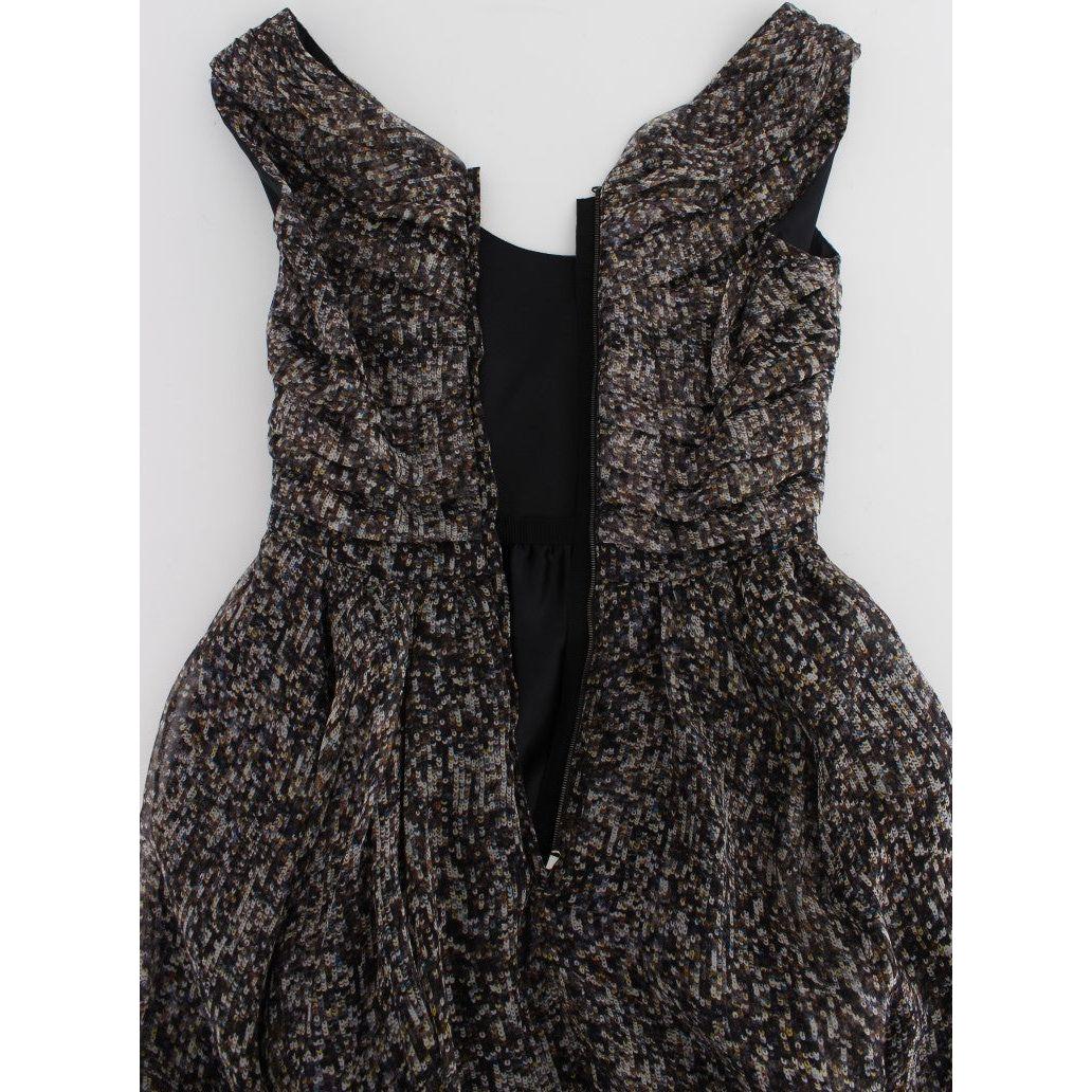 Dolce & Gabbana Glamorous Sequined Silk Full-Length Dress Dolce & Gabbana Light Gray