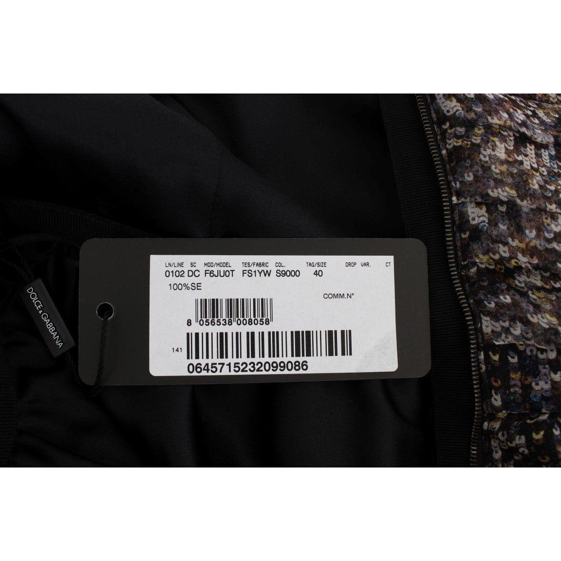 Dolce & Gabbana Glamorous Sequined Silk Full-Length Dress Dolce & Gabbana Black