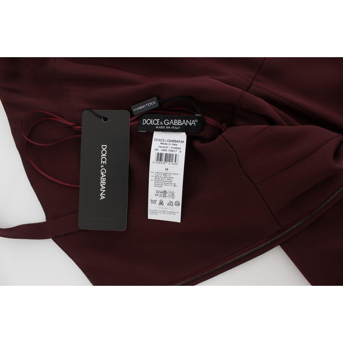 Dolce & Gabbana Elegant Bordeaux Sheath Dress Dolce & Gabbana Black