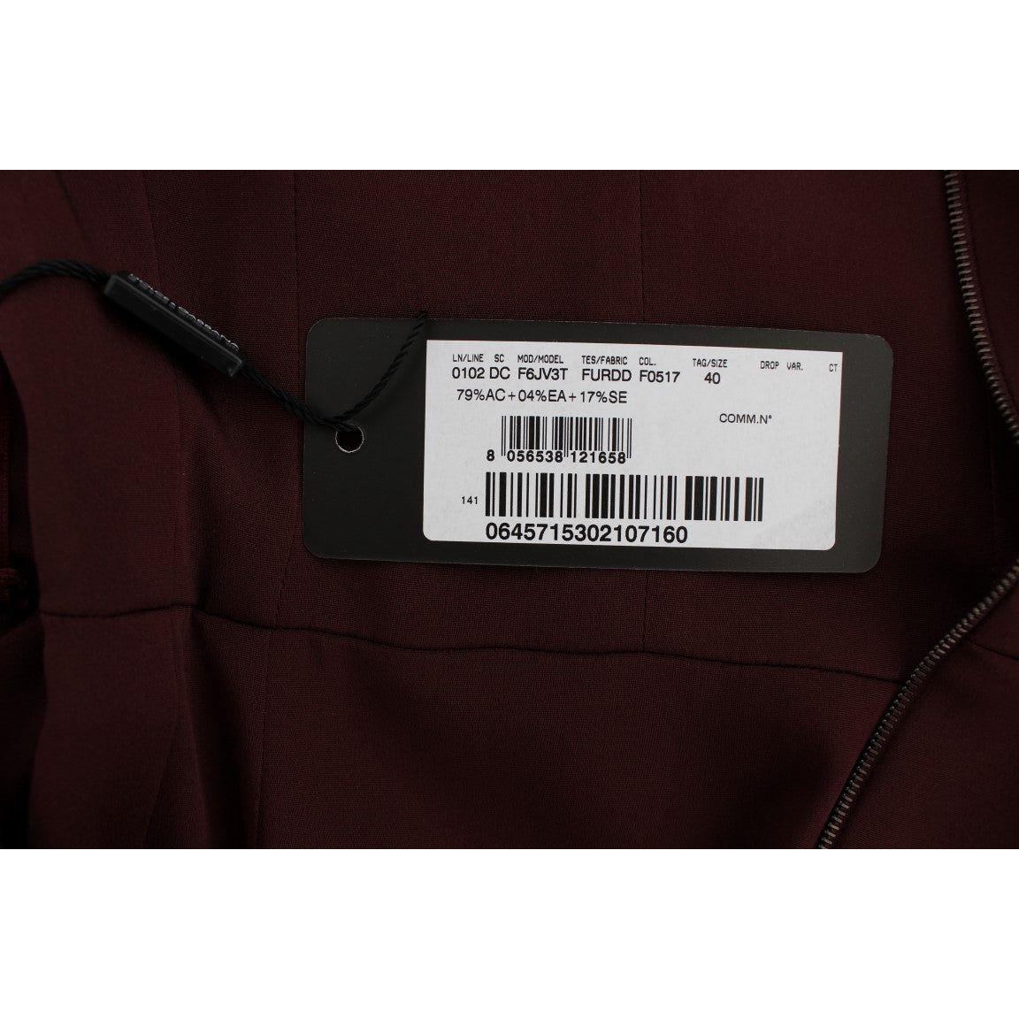 Dolce & Gabbana Elegant Bordeaux Sheath Dress Dolce & Gabbana Black
