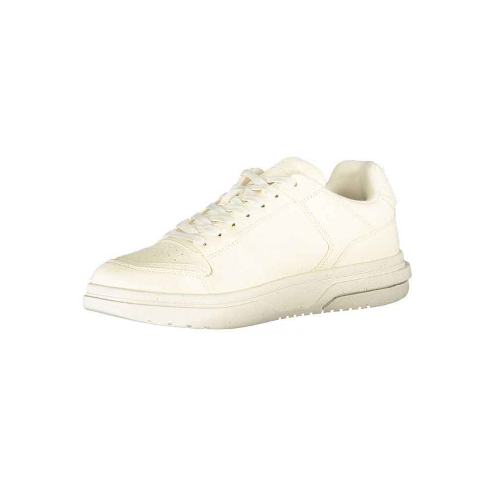 Tommy Hilfiger White Polyester Sneaker with laces, contrast details, and logo - sports footwear