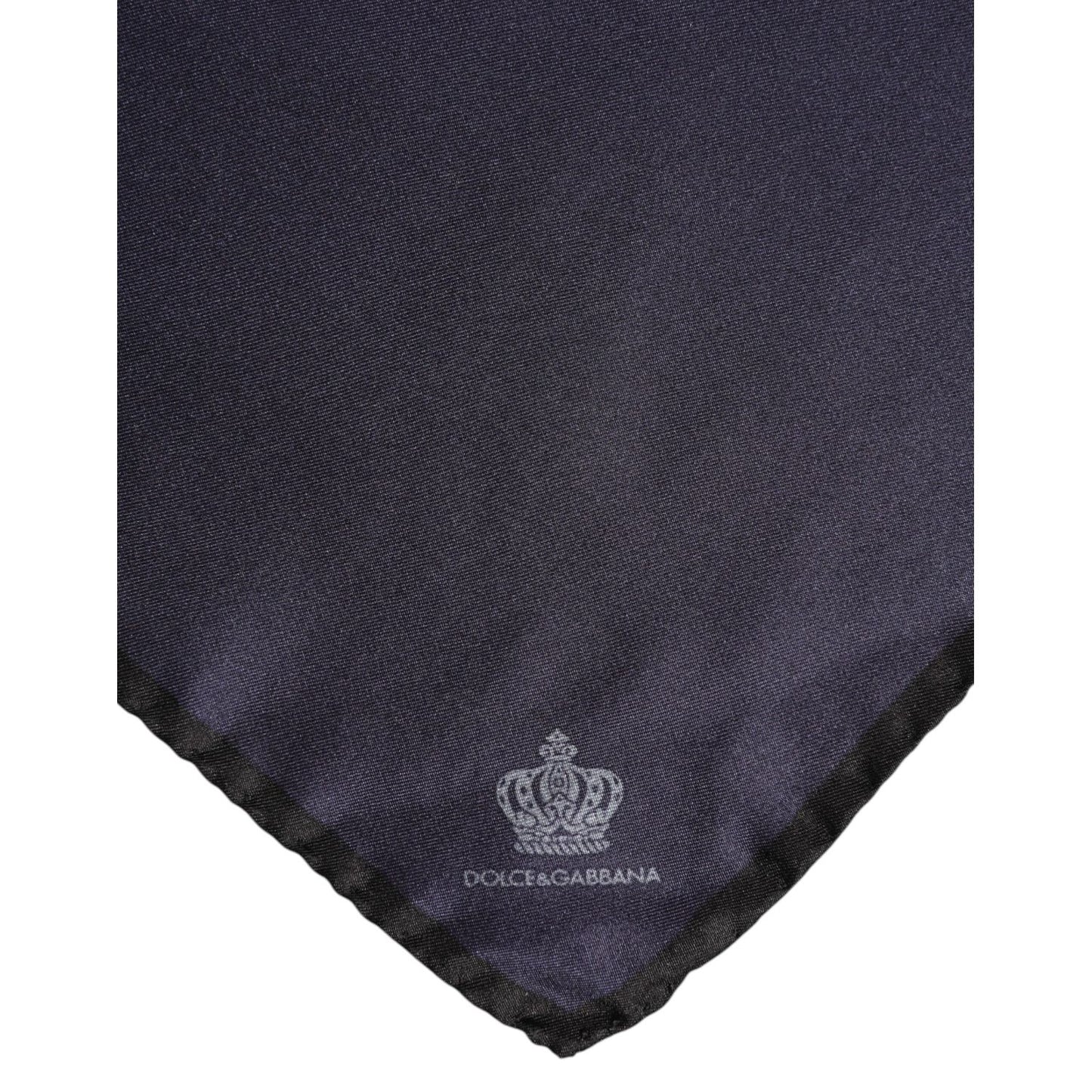 Dolce & Gabbana Blue DG Crown Silk Square Men Foulard Scarf MS7504
