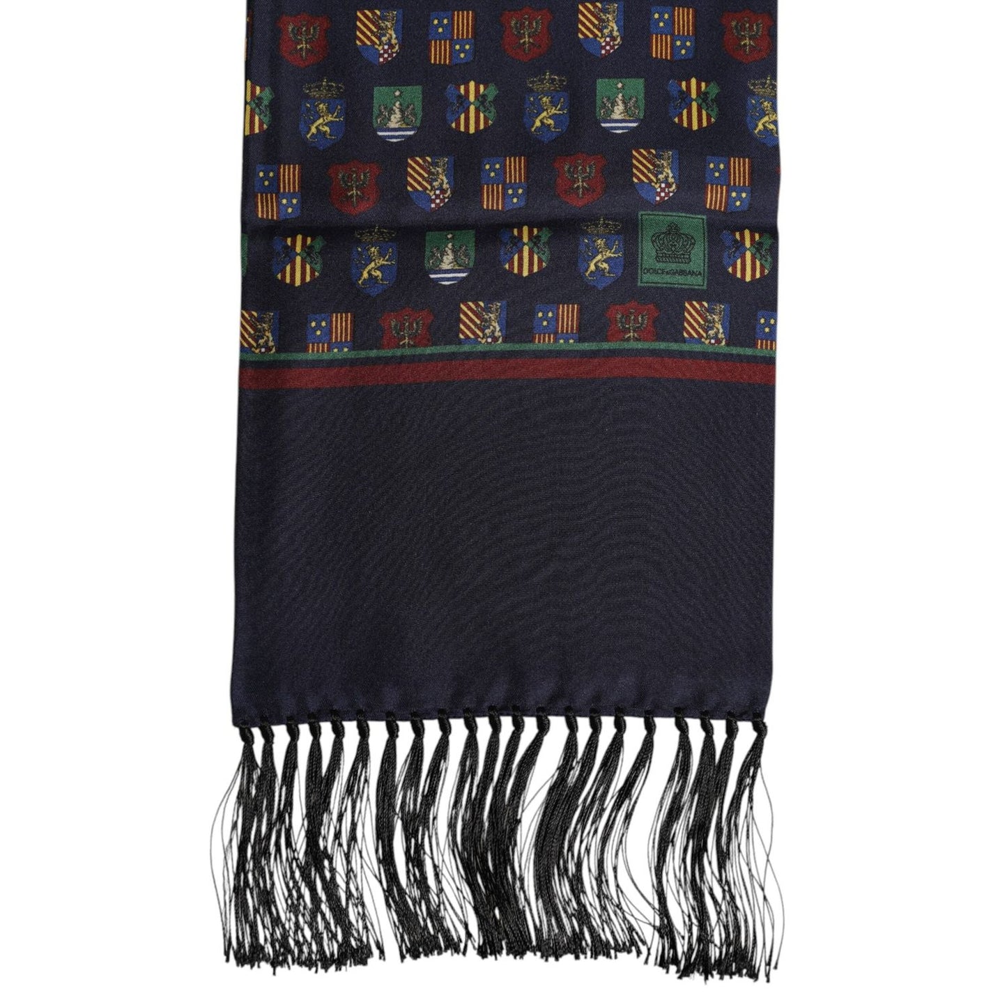 Dolce & Gabbana Blue Silk Printed Fringes Foulard Scarf MS7549