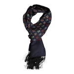 Dolce & Gabbana Blue Silk Printed Fringes Foulard Scarf MS7549