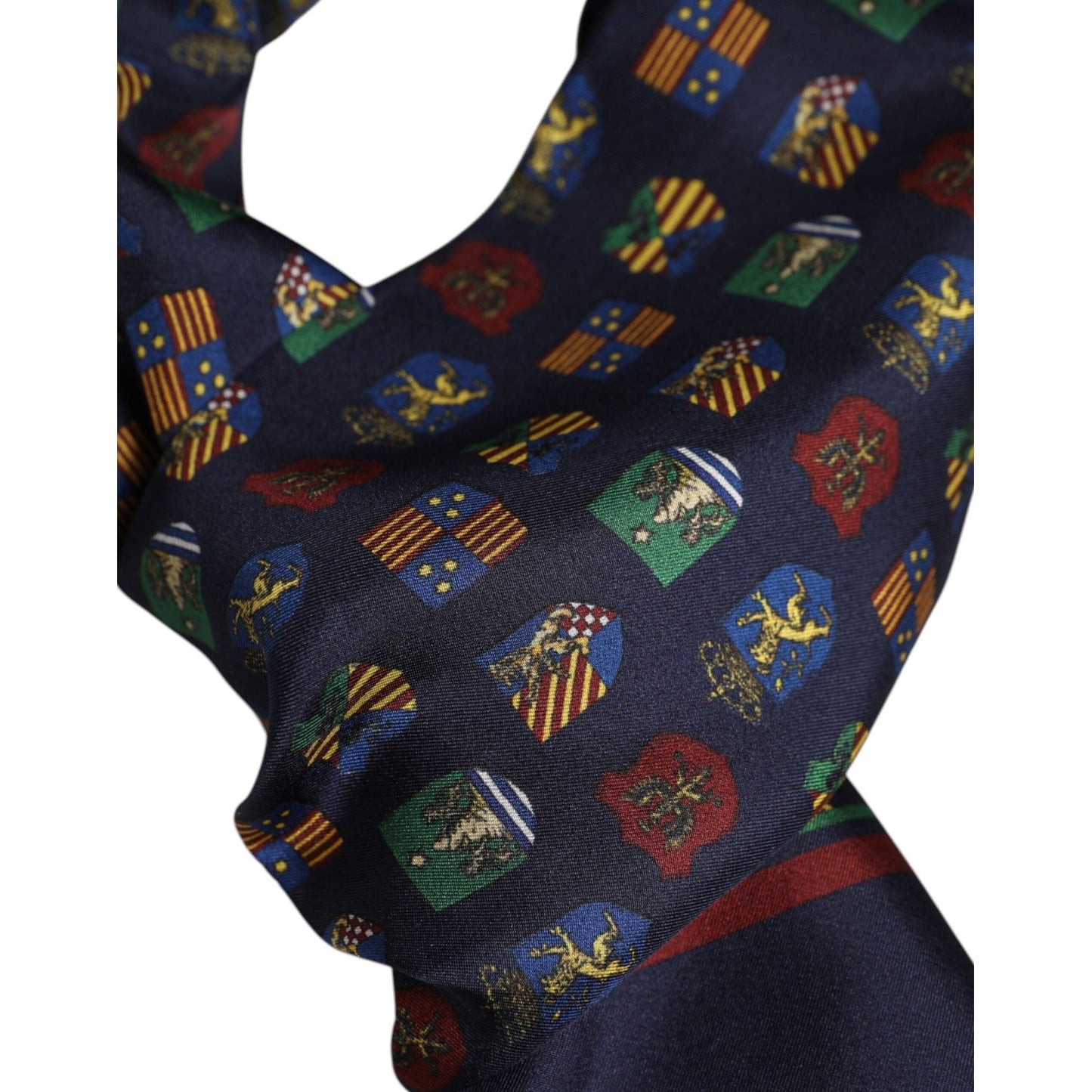Dolce & Gabbana Blue Silk Printed Fringes Foulard Scarf MS7549
