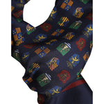 Dolce & Gabbana Blue Silk Printed Fringes Foulard Scarf MS7549