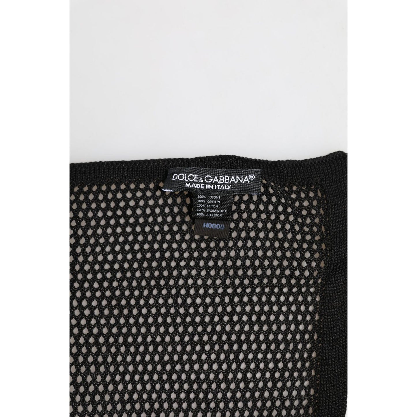 Dolce & Gabbana Black Patterned Cotton Square Foulard Scarf MS7551