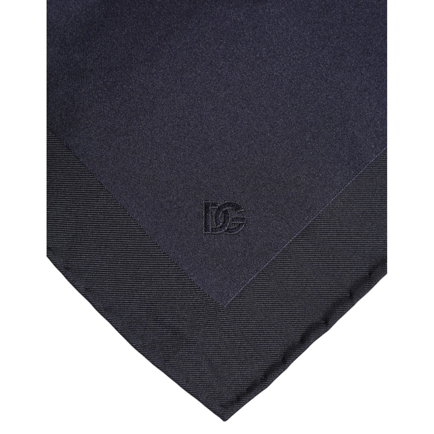 Dolce & Gabbana Dark Blue Silk Square Men Foulard Scarf MS7555