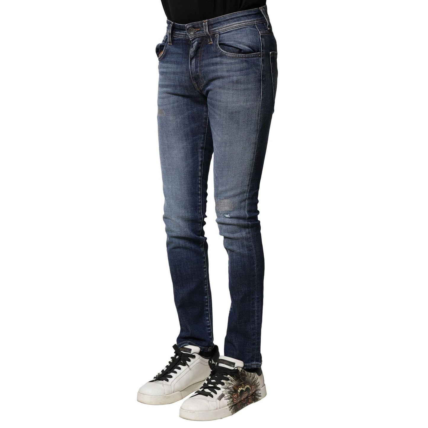 Dolce & Gabbana Blue Washed Cotton Slim Fit Men Denim Jeans PAN74884-44
