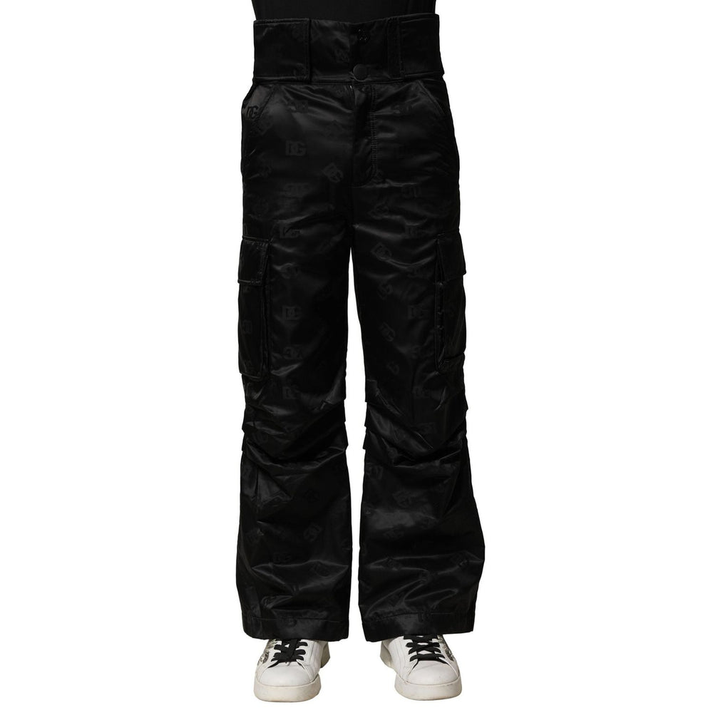 Dolce & Gabbana Black Nylon DG Logo Straight Pants PAN75788-44