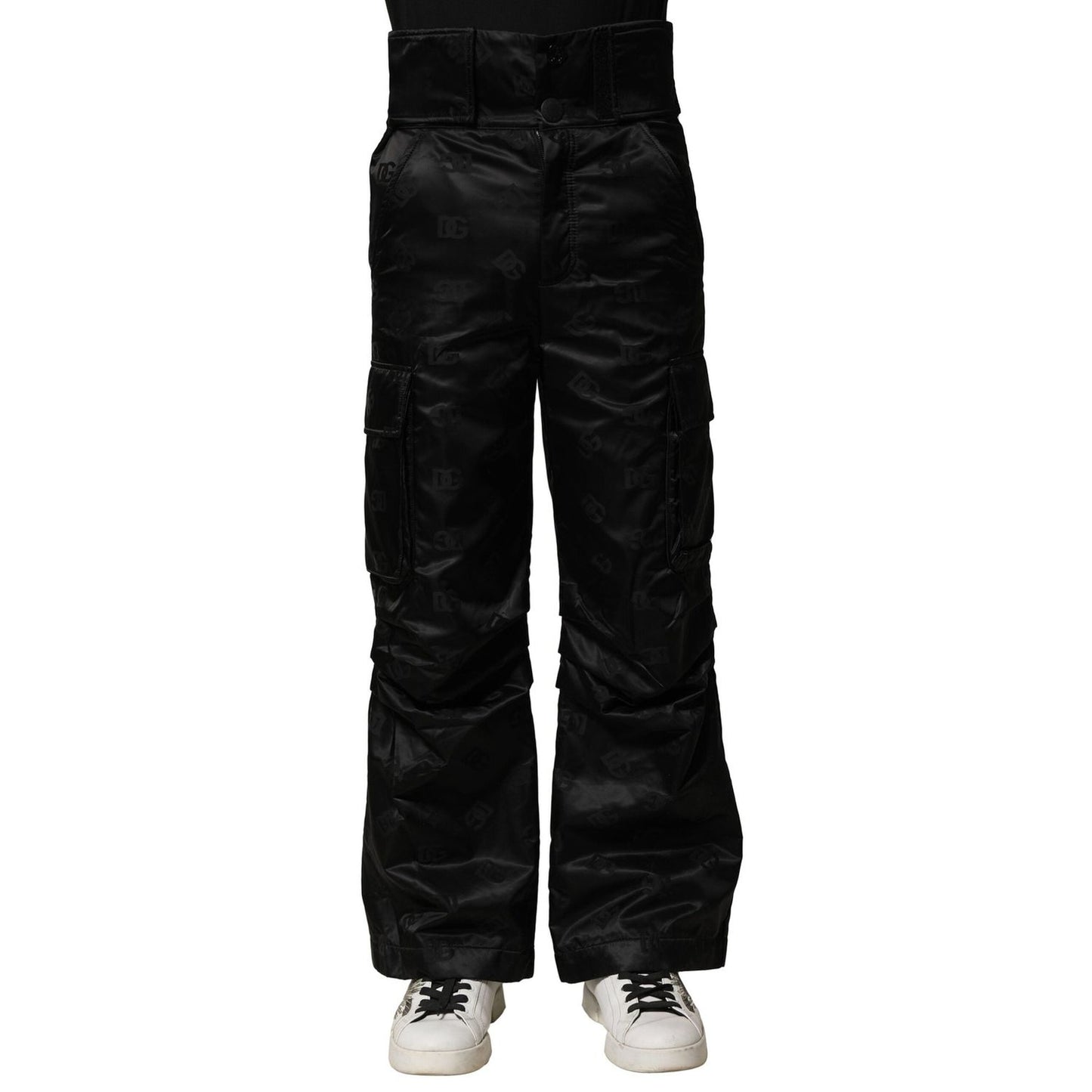 Dolce & Gabbana Black Nylon DG Logo Straight Pants PAN75788-44