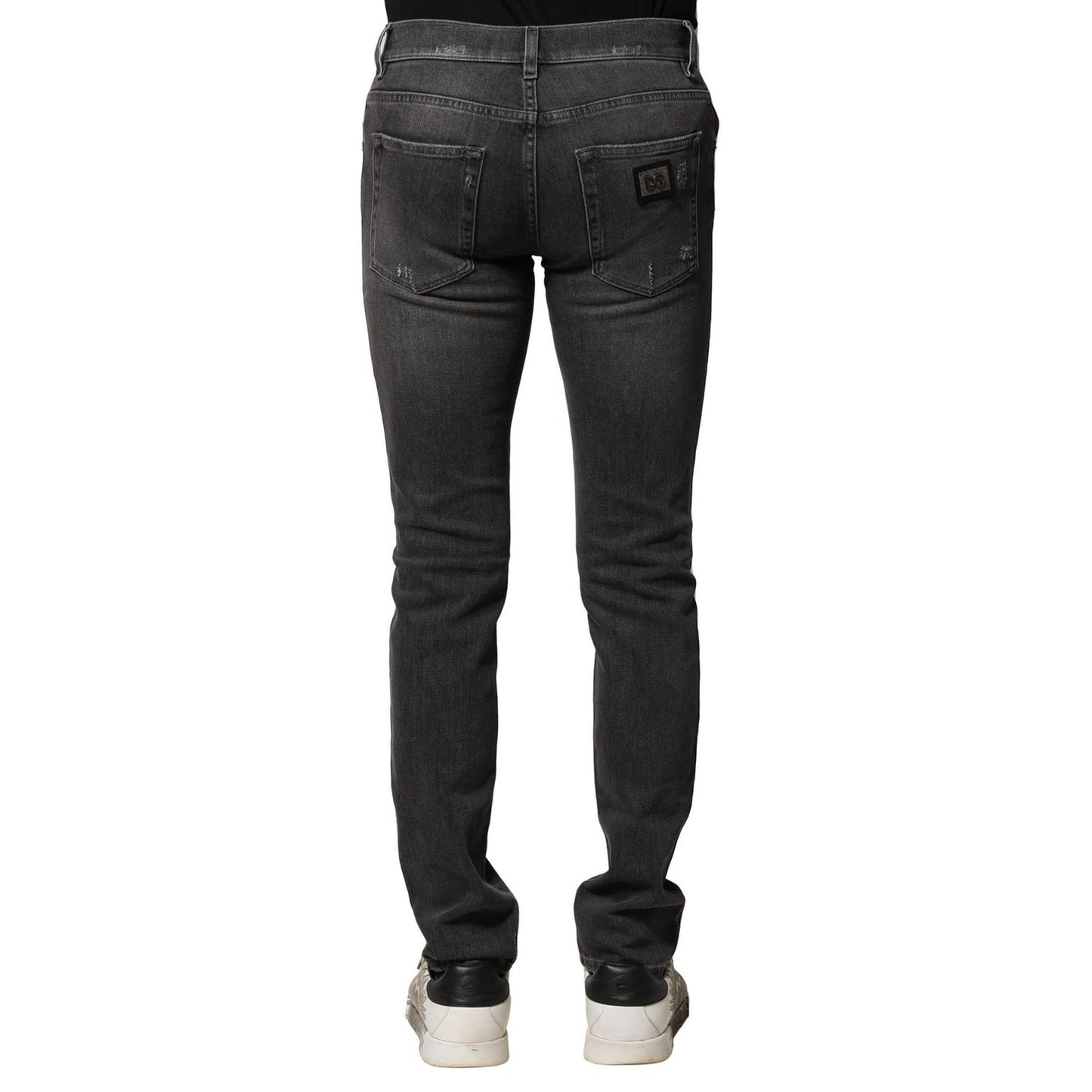 Dolce & Gabbana Black Washed Tattered Slim Fit Denim Jeans PAN75859-44
