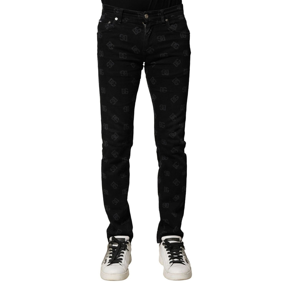Dolce & Gabbana Black Cotton DG Logo Skinny Men Denim Jeans PAN75910-46
