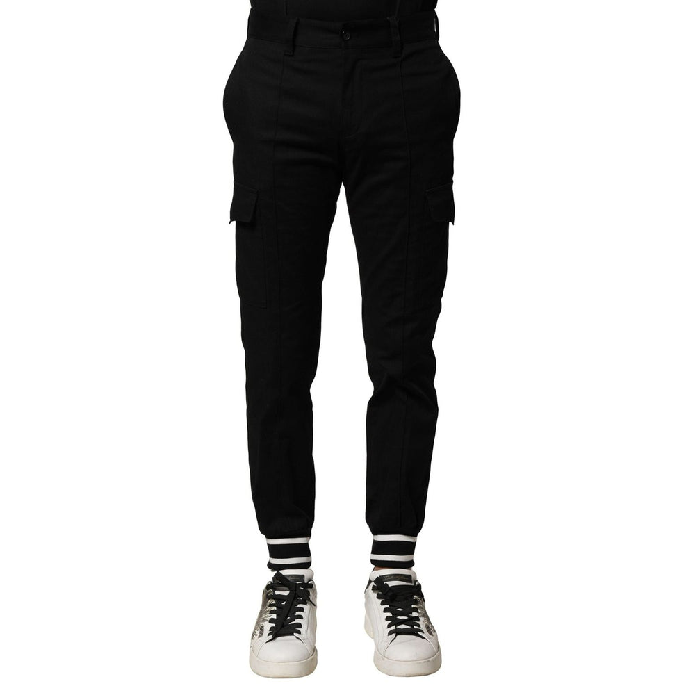 Dolce & Gabbana Black Cotton Cargo Joggers Men Pants PAN75933-44