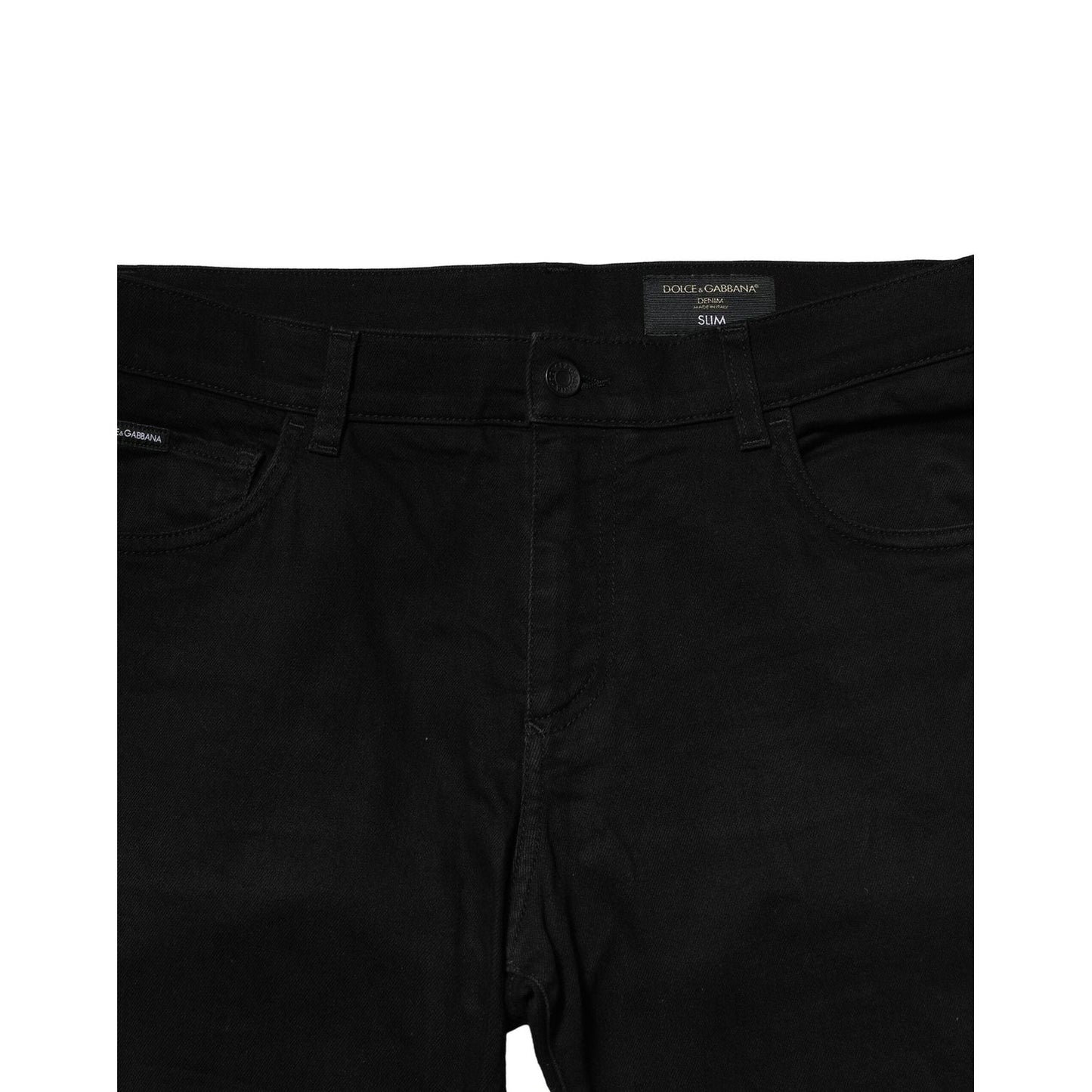 Dolce & Gabbana Black Cotton Tattered Slim Fit Men Denim Jeans PAN76521-50