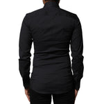 Dolce & Gabbana Black Cotton SICILIA Logo Men Dress Shirt TSH87820-37