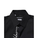 Dolce & Gabbana Black Cotton SICILIA Logo Men Dress Shirt TSH87820-37
