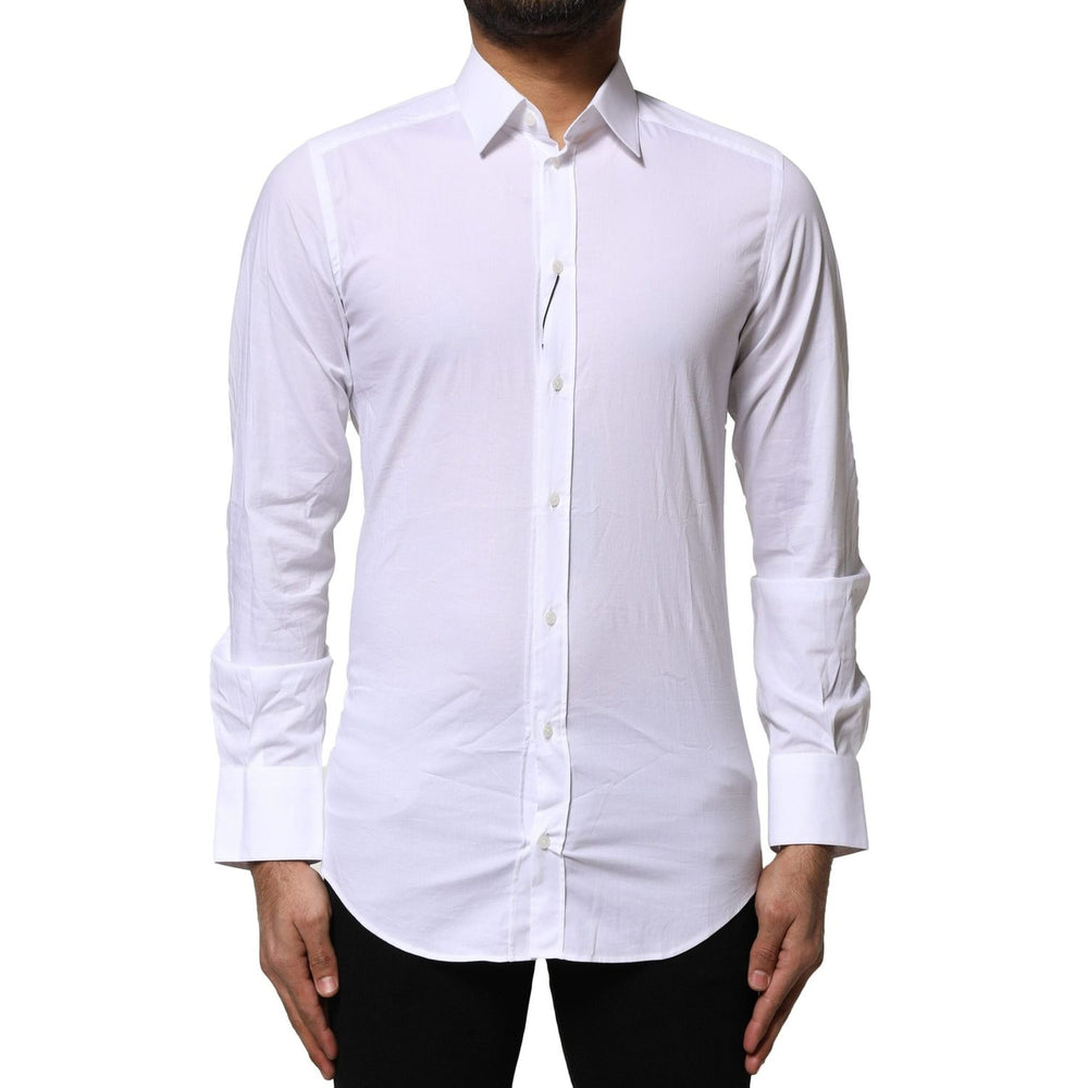 Dolce & Gabbana White Cotton GOLD Long Sleeves Dress Shirt TSH906858-37