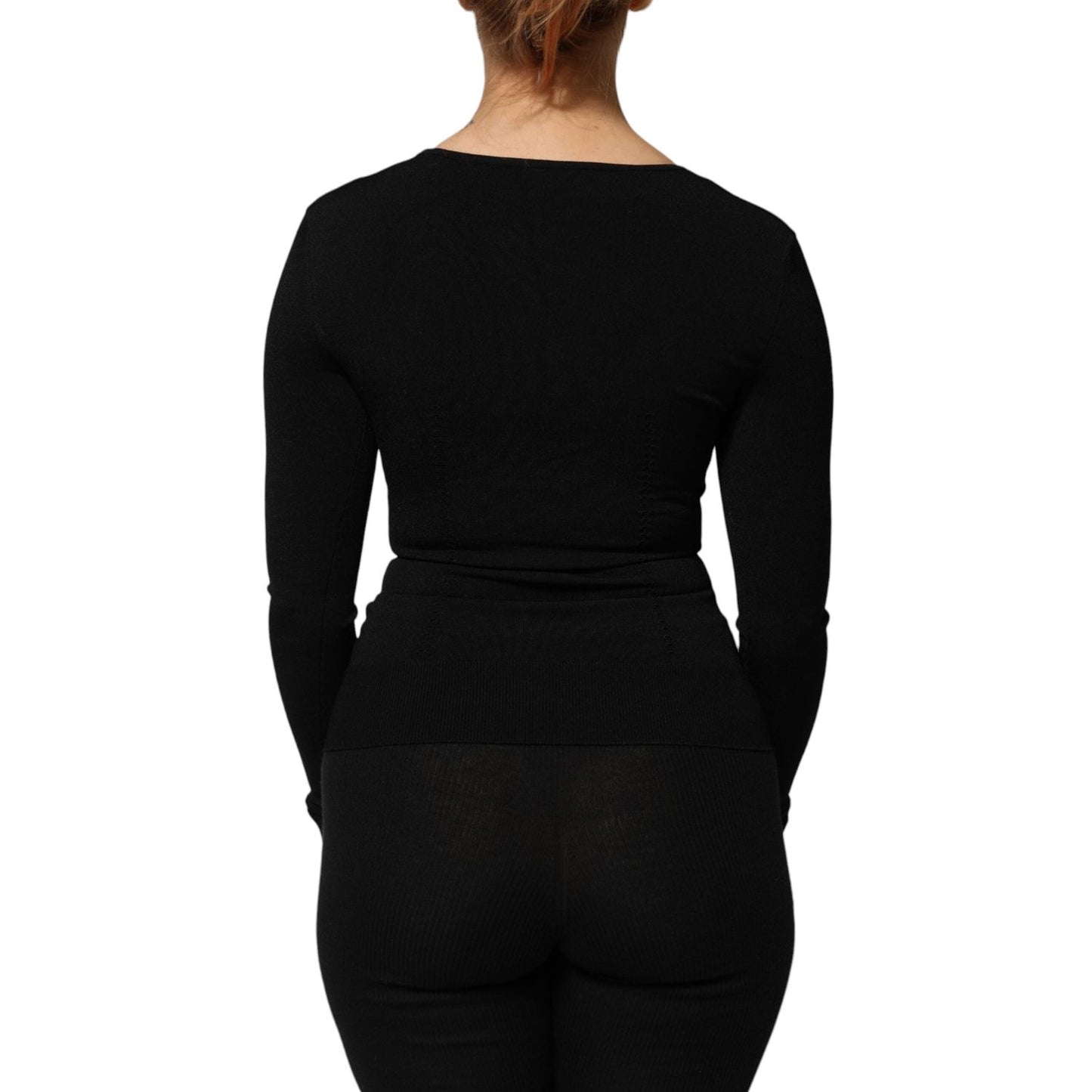 Dolce & Gabbana Black Square Neck Long Sleeves Pullover Top TSH90660-36