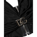 Dolce & Gabbana Black Cropped Viscose Halter Bustier Top TSH90671-40