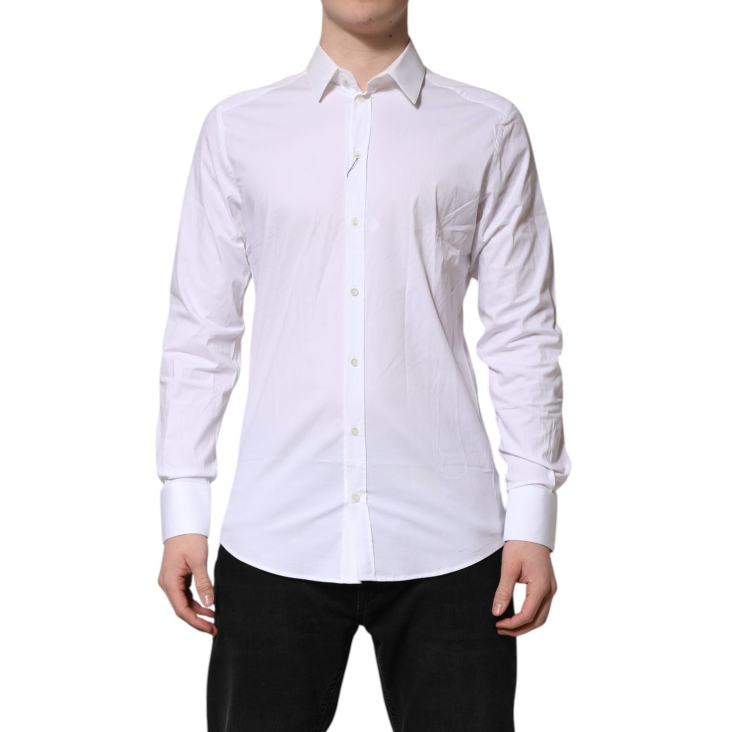 Dolce & Gabbana White GOLD Cotton Collared Dress Shirt Top TSH906870-40