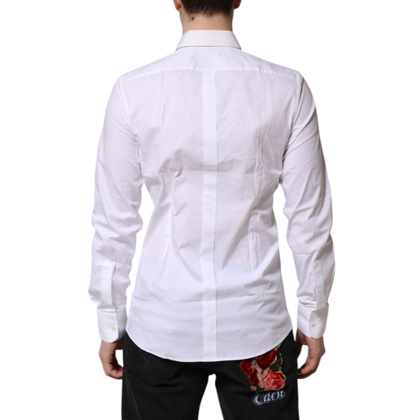 Dolce & Gabbana White GOLD Cotton Collared Dress Shirt Top TSH906870-40