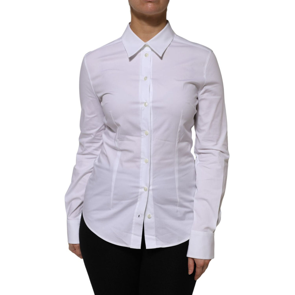 Dolce & Gabbana White Cotton Collared Long Sleeves Shirt Top TSH906911-42