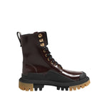 Dolce & Gabbana Brown Black Leather Boots Zipper Lace Up Shoes MV7397-40
