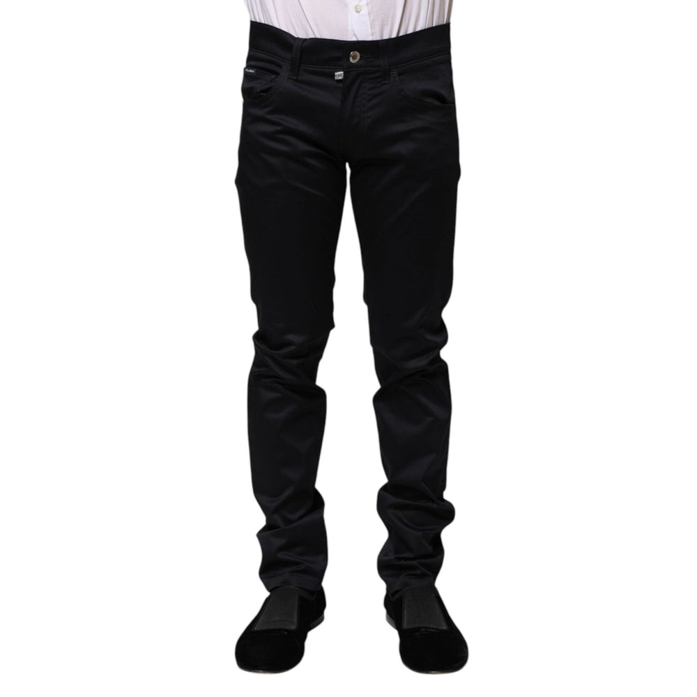Dolce & Gabbana Black Cotton Skinny Mid Waist Pants PAN74885-44