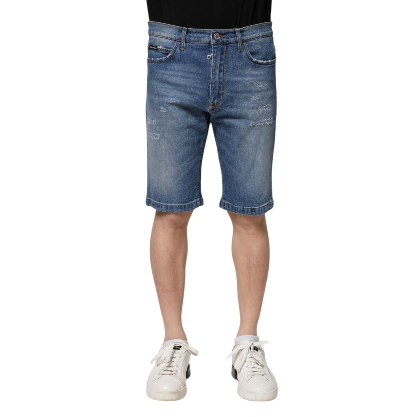 Dolce & Gabbana Blue Cotton Stretch Men Denim Bermuda Shorts PAN75037-44
