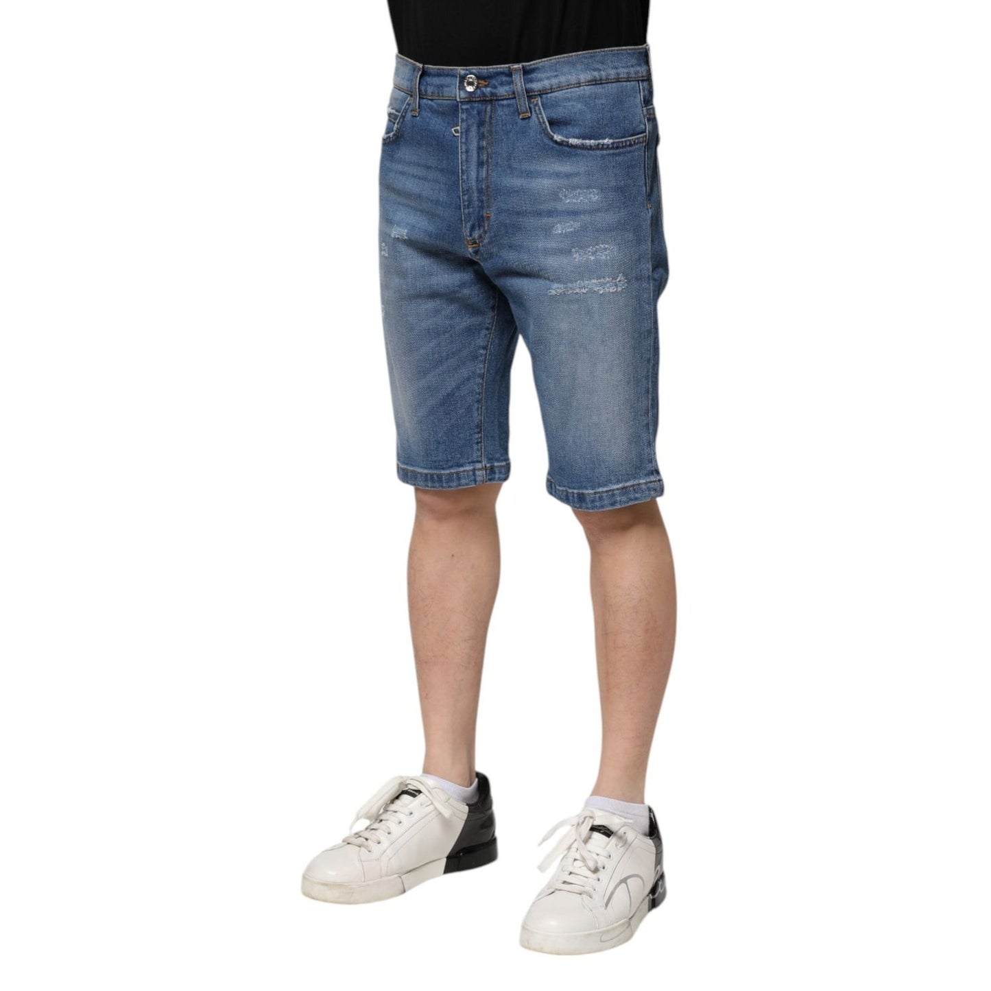 Dolce & Gabbana Blue Cotton Stretch Men Denim Bermuda Shorts PAN75037-44