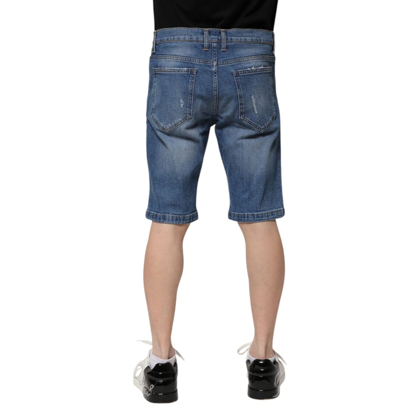 Dolce & Gabbana Blue Cotton Stretch Men Denim Bermuda Shorts PAN75037-44