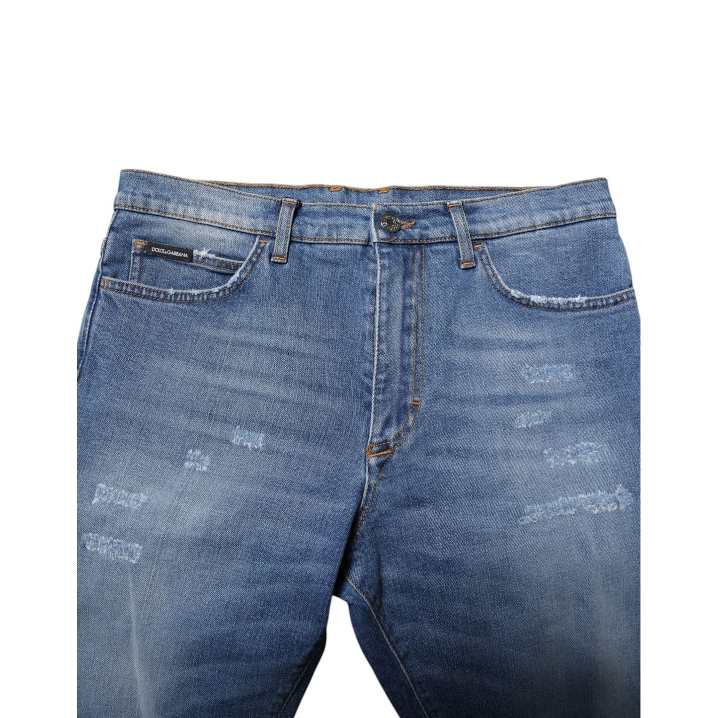 Dolce & Gabbana Blue Cotton Stretch Men Denim Bermuda Shorts PAN75037-44