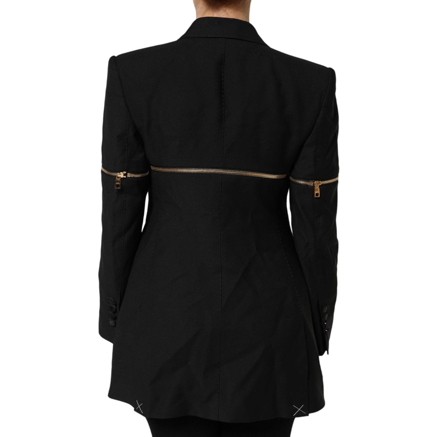 Dolce & Gabbana Black Wool Zipper Detailing Blazer Jacket JKT41464-38
