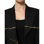 Dolce & Gabbana Black Wool Zipper Detailing Blazer Jacket JKT41464-38