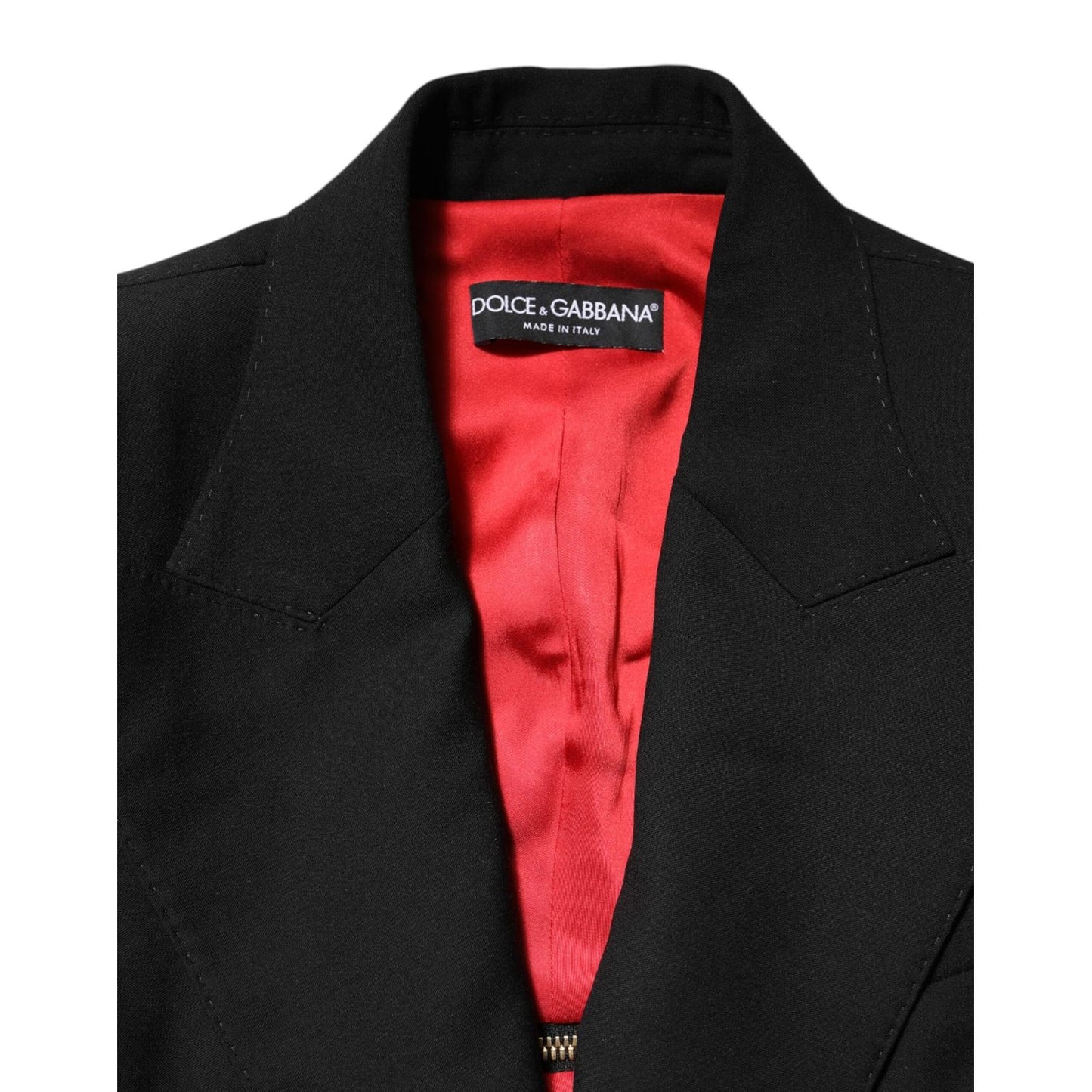 Dolce & Gabbana Black Wool Zipper Detailing Blazer Jacket JKT41464-38