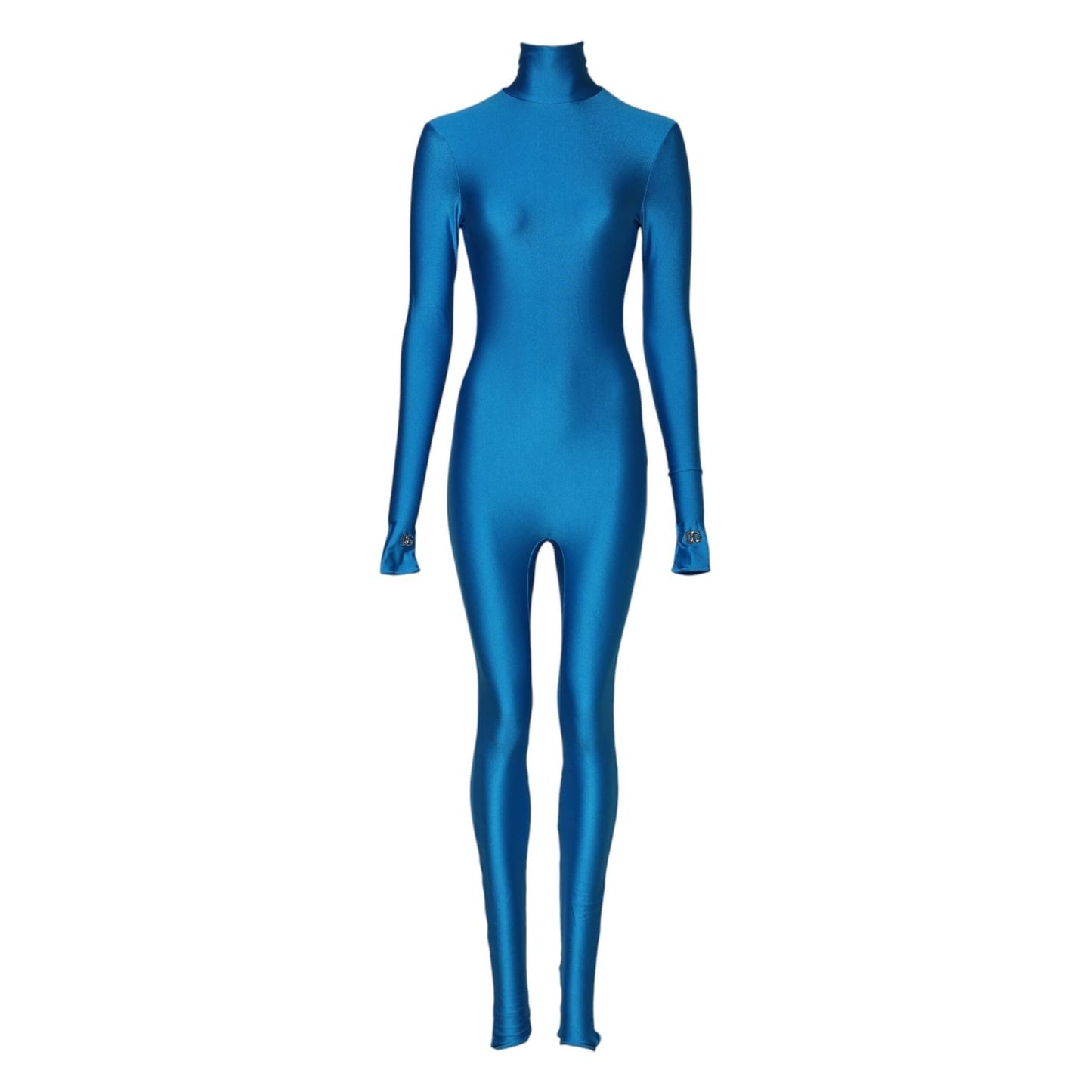 Dolce & Gabbana Blue Nylon Turtleneck Bodycon Jumpsuit Dress PAN76164-38