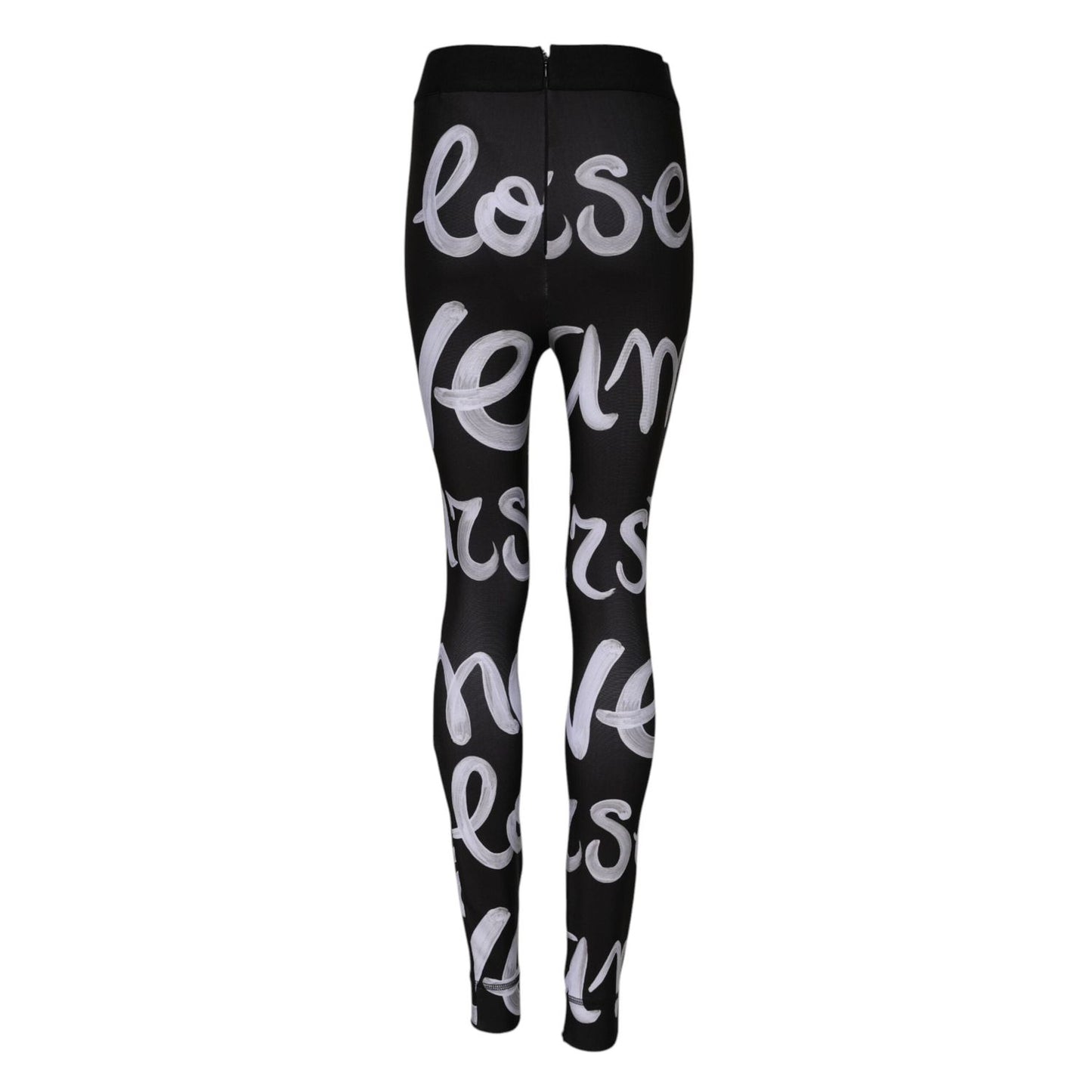 Dolce & Gabbana Black Polyester Logo Print Mid Waisted Pants PAN76300-38