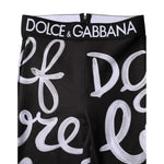 Dolce & Gabbana Black Polyester Logo Print Mid Waisted Pants PAN76300-38
