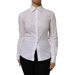 Dolce & Gabbana White Cotton Collared Long Sleeves Top Shirt TSH90560-38