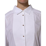 Dolce & Gabbana White Cotton Long Sleeves Formal Top Shirt TSH90565-38