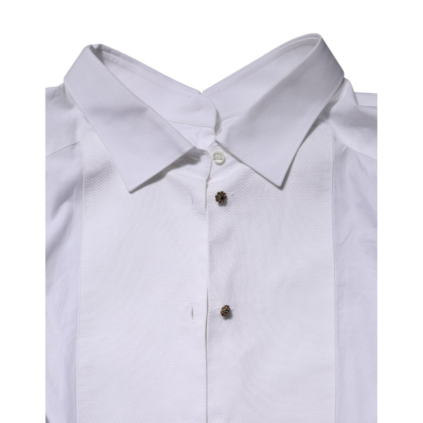 Dolce & Gabbana White Cotton Long Sleeves Formal Top Shirt TSH90565-38