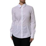 Dolce & Gabbana White Cotton Long Sleeves Collared Top Shirt TSH90568-44