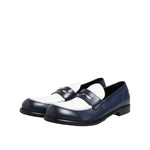 Dolce & Gabbana Black White Leather Slip On Loafers Men Dress Shoes