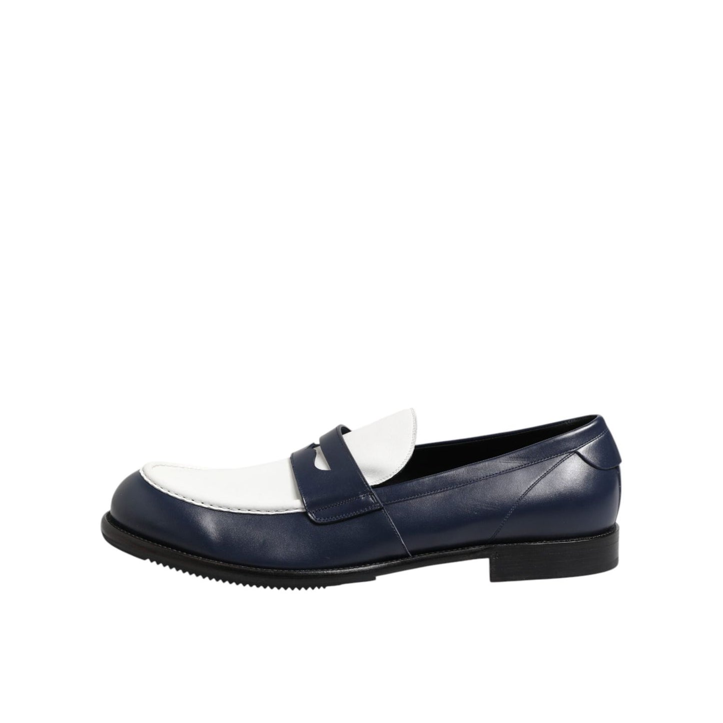 Dolce & Gabbana Black White Leather Slip On Loafers Men Dress Shoes