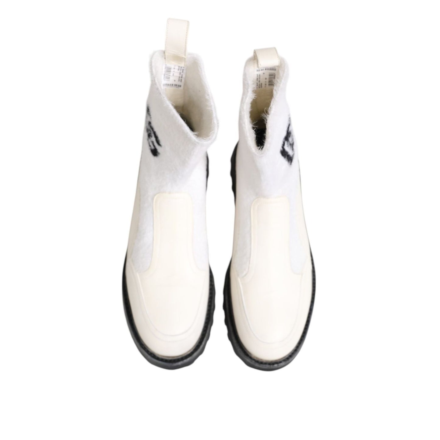 Dolce & Gabbana White Beige DG Logo Mid Calf Boots Shoes MV7508-44