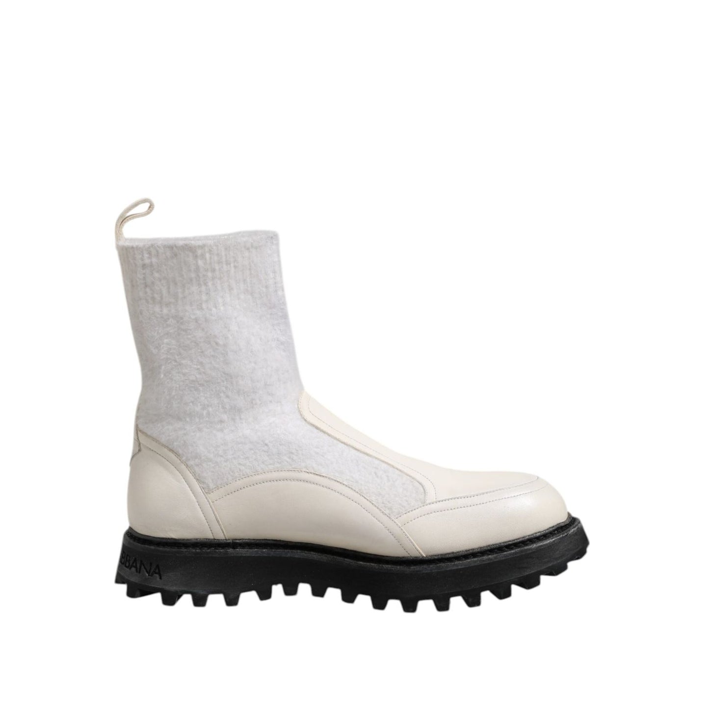 Dolce & Gabbana White Beige DG Logo Mid Calf Boots Shoes MV7508-44