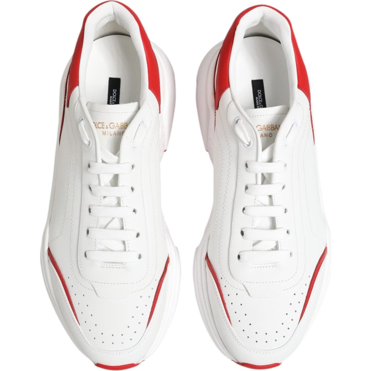 Dolce & Gabbana White Red DAYMASTER Leather Sneakers Shoes
