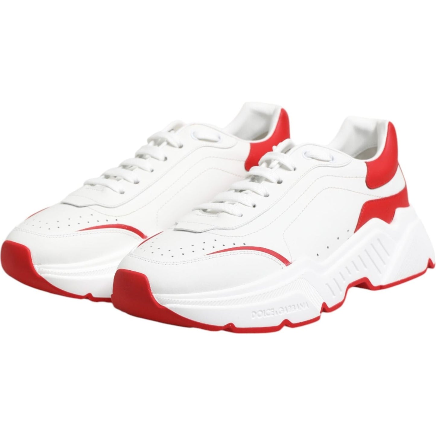 Dolce & Gabbana White Red DAYMASTER Leather Sneakers Shoes